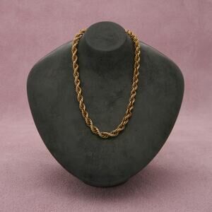 sterling silver 3mm gold plate rope chain necklace size 17.75in